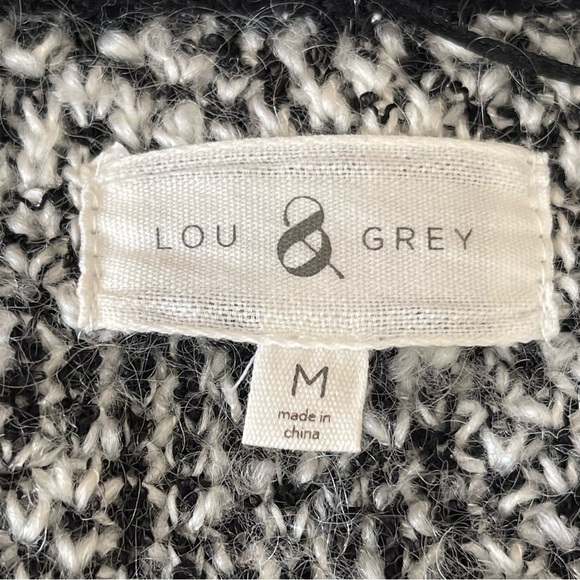 Lou & Grey Women’s Snowbound Open Front Mohair Cardigan Size M Black White - Picture 9 of 10